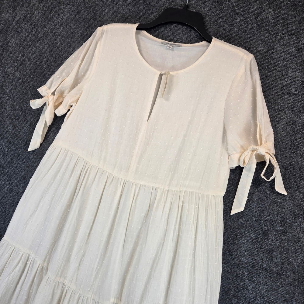 Madewell Cream Tiered Midi Dress with Tie Sleeves - Picture 9 of 16